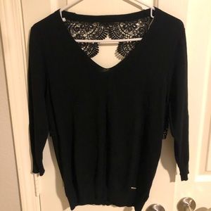 Beautiful black sweatshirt with crochet lace!